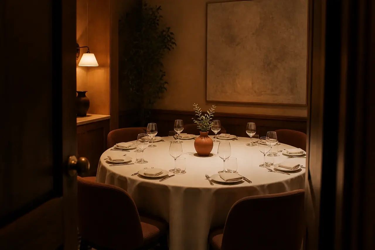 Mesa privada para um jantar de grupo