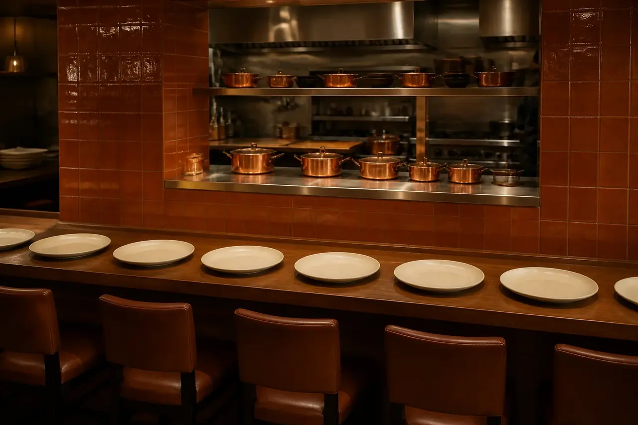 Mesa de jantar privada com serviço à americana