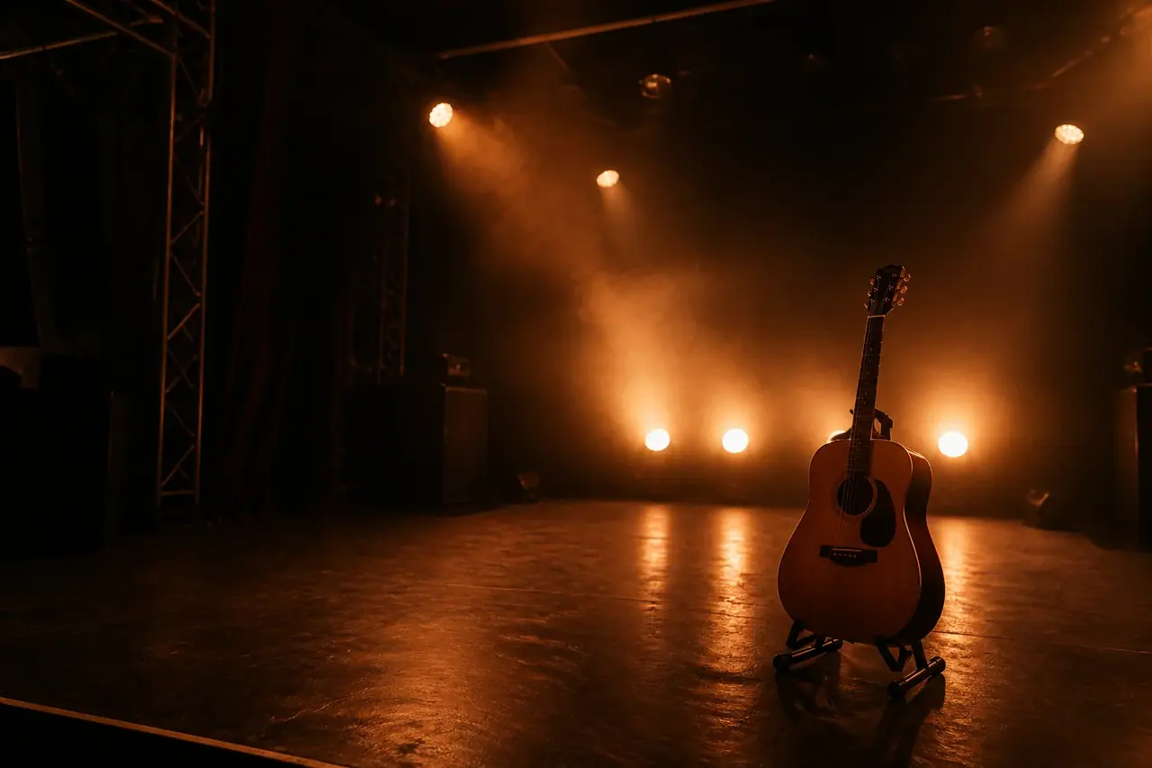 Noite com palco e público sentado
