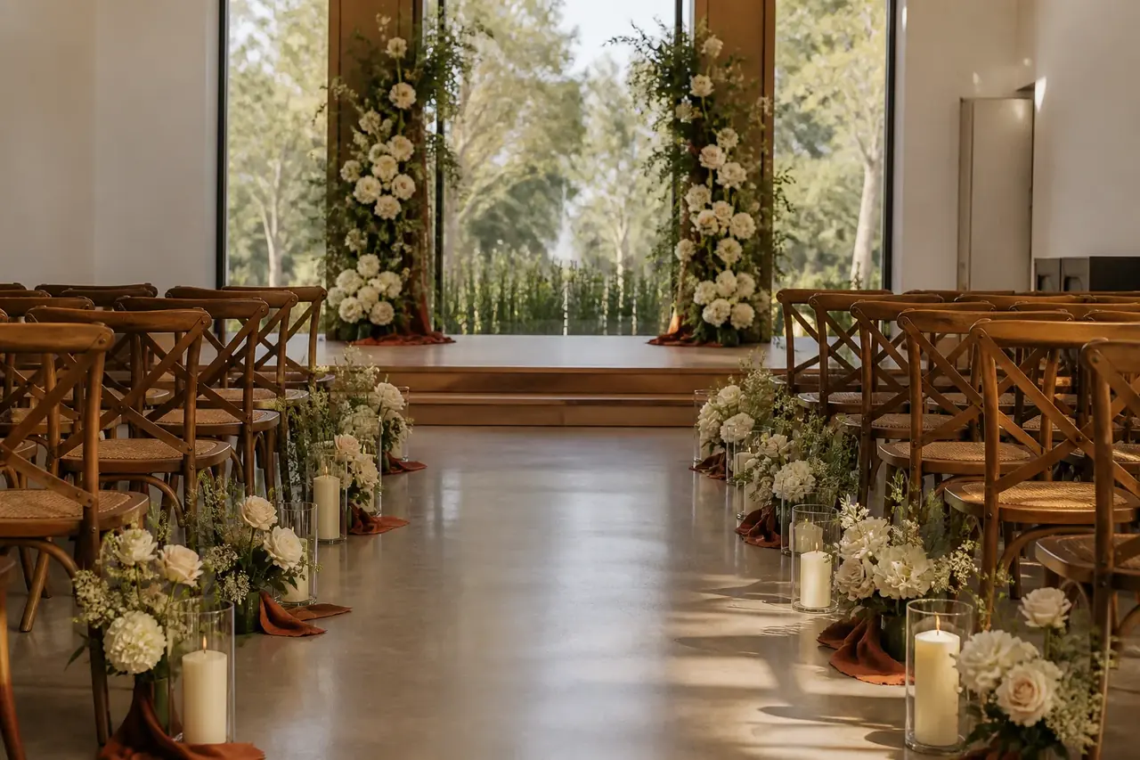 Salão preparado para um casamento